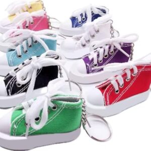 Coomalat 24PCS Canvas Sneaker Keychain 3 Inch Canvas Shoe Keychain Mini Sneaker…