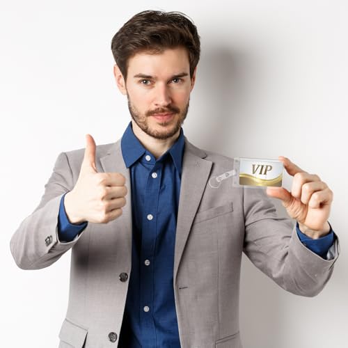 4Pcs Plastic ID Card Holder, Clear Badge Holder with Keyring Card Holder… - Image 7