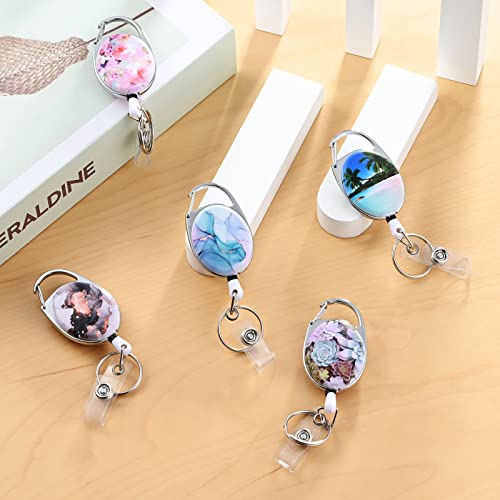Badge Reels Retractable,Double Sided Color Print Pattern Badge Holders,with Keychain, Clip and… - Image 7