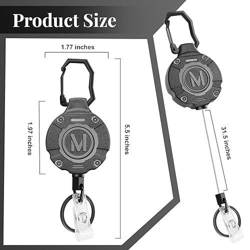 1 Pack Heavy Duty Retractable Keychain ID Badge Reels Retractable Carabiner Badge… - Image 2