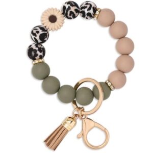 BAOSIWA Silicone Beaded Keychain Wristlet Key Ring Bracelet Cute Daisy Car Key…