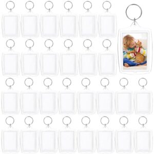 Qyyiguf 30 Pcs Acrylic Photo Frame Keyring,Keychain Clear Acrylic with Split Ring,Photo…