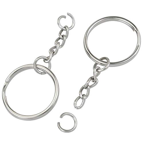 150 Pcs NANSSY 1 Inch/25mm Split Keyrings with Chain Silver Keychain Ring,… - Image 4