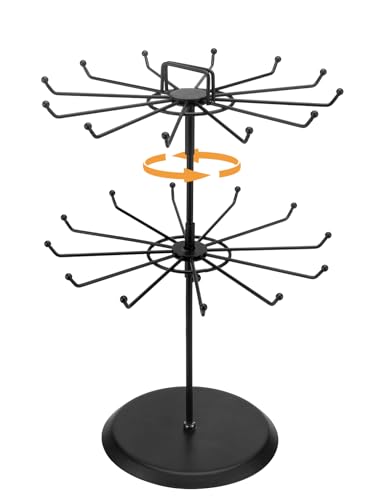 MyGift 2 Tier Black Metal Rotating Necklace and Bracelet Organizer Jewelry Stand…