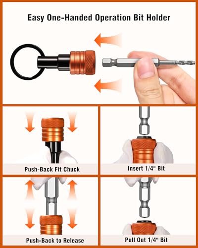 Bit Holder Key Chain 12 Pcs Set, 1/4 inch Socket Hex Shank… - Image 5