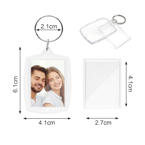 Juxiamal 6pcs Clear Double Sided Blank Picture Keychains for Insert 4.1 x… - Image 2