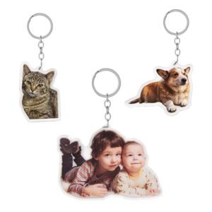 Eletizy Personalized Photo Dog Cat Acrylic Keychain Custom Keyring Backpack Pendant Gift…