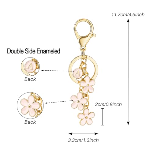 SELOVO Initial A Key Chain letter Pink Keychain for Girls Women - Image 2