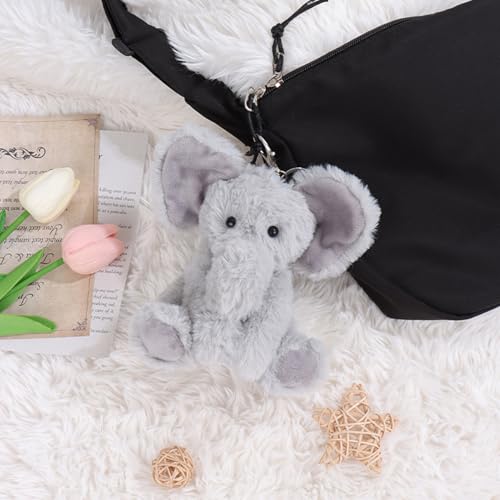 Apricot Lamb Cute Toys Plush Gray Elephant Stuffed Animal Soft Keychain for… - Image 3