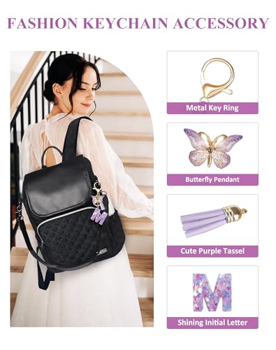 Fmeida Initial Letter Keychains for Women Girls Cute Tassel Butterfly Name Key… - Image 3