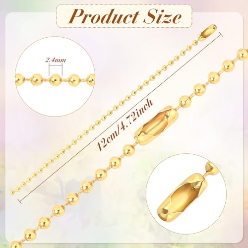 SANNIX 100Pcs Ball Beads Chain, Metal Hanging Chains 4.72 Inch Ball Chain… - Image 2
