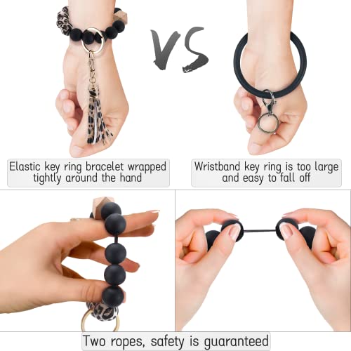 Pusunas Key Chains Women for Car Key Ring Bracelet,Keychain Wristlet,Silicone Beaded Bangle… - Image 2
