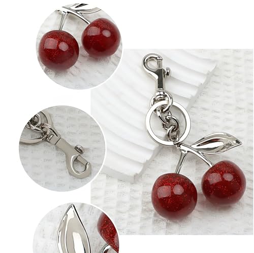Aonald Cherry Keychain For Women Resin Silver Cherry Charm For Purse Bag… - Image 4