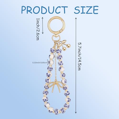 chorfla Cherry Keychain Wristlet Bag Charms for Women,Beaded Bow Keychain Wristlet Key… - Image 3