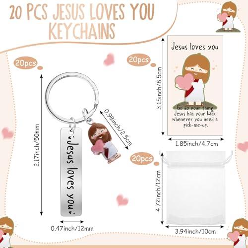CraftyDream 20 Sets Christmas Jesus Loves You Key Chains Christian Positive Gift… - Image 2