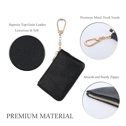 LARENNT Full Grain Leather Coin Purse With Key Chain - Image 5
