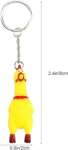 Yellow Shrilling Screaming Chicken Keychain, Mini Rubber Squeeze Screaming Chicken Keychains Gags… - Image 9
