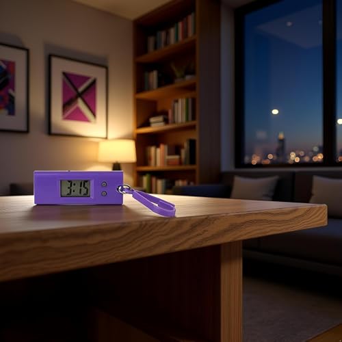 Jizlan Purple Mini Digital Keychain Watches Portable Keychain Pocket Watch Backpack Clip… - Image 6