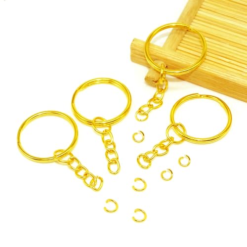 50Sets 1 inch Keychain Rings Golden Split Round Key Ring with Chain… - Image 4