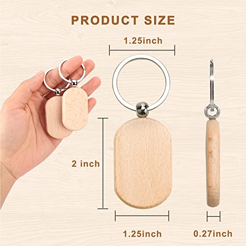 Auihiay 110 Pieces Wood Keychain Blanks, Wood Key Chain Bulk, Unfinished Wood… - Image 4