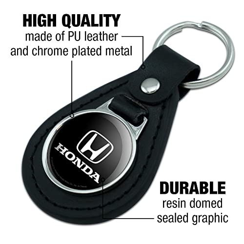 GRAPHICS & MORE Black Leather Honda Logo Keychain - Image 5