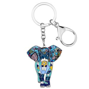 BONSNY Enamel Metal Chain Jungle Elephant Key Chains For Women Car Purse…