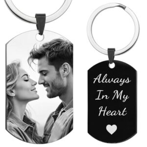 Queenberry Custom Keychain with Picture Personalized Photo Keychain Gift for Wedding Gift…