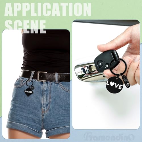 Framendino, 30 Pack Black Engravable Keychains Blank Laser Engraving Metal Key Ring… - Image 5