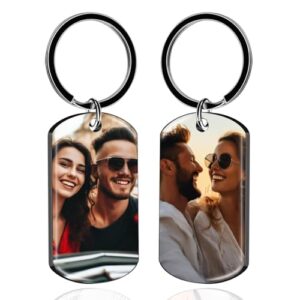 RSQGT Custom Keychain Double Sided Personalized Picture Text Keychains Engraving Photo Key…