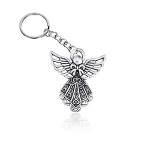 JKJF Angel Keychain, Guardian Angel Charm Key Ring (20 Pcs, Silver)