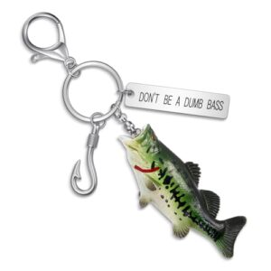 Nosiny Bass Fishing Keychain Gifts for Men, Cool Fish Key Chain Funny…