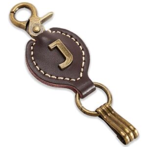 TSUI CHAN Initial Letter Keychain Brown Leather Alphabet Keychain with Easy Clasp,…
