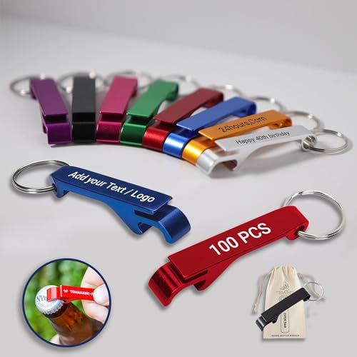 100PCS Personalized Bottle Opener Keychains, Bulk Custom Engraved Text Logo Keychain Can… - Image 5
