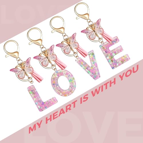 Fmeida Keychains for Women Cute Resin Letter Keychain Pink Initial Keychains for… - Image 6
