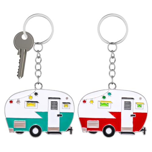 Grevosea 2 Pack Camper Keychain, Happy RV Camper Keyring Camper Accessories for…