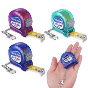 WORKPRO Keychain Tape Measure Set, 3 Pcs Inch/Metric Scale Easy Reading Mini…