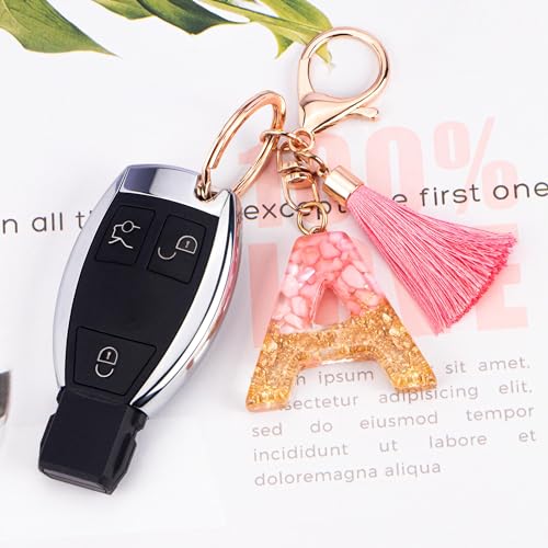 Suweibuke Cute Pink Key Chains for Women Girls, Initial Letter Keychains with… - Image 3