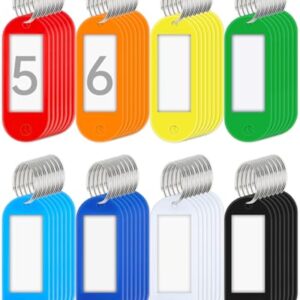 Teskyer 56 Pack Plastic Key Tags with Key Chain Ring, Writeable Key…