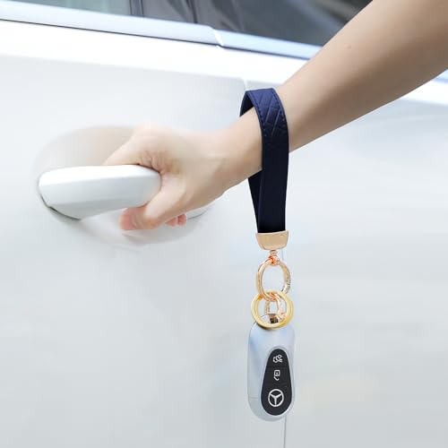 Weixiltc Leather Wristlet Keychain, Car Key Chain Holder with 2 Key Ring… - Image 4