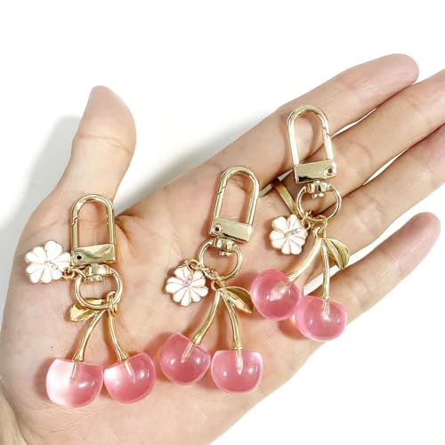 SWJEWEL Flower Keychain 3pcs Sakura Set Black White Pink Small Cherry Blossom… - Image 2