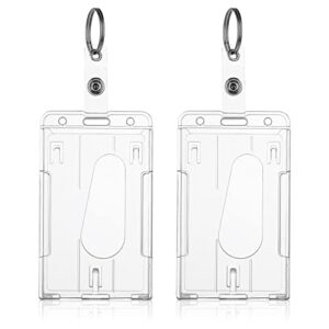 TIESOME ID Card Badge Holder with Keyring, 2 Pack Heavy Duty Badge…