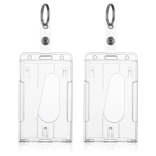 TIESOME ID Card Badge Holder with Keyring, 2 Pack Heavy Duty Badge…
