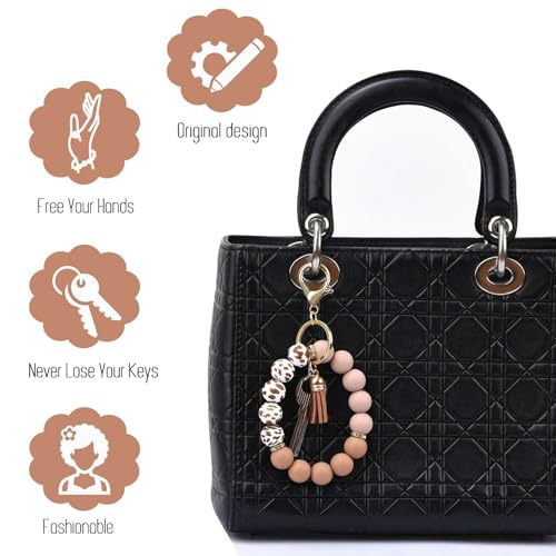 BAOSIWA Silicone Beaded Keychain Wristlet Key Ring Bracelet Cute Coffee Car Key… - Image 5