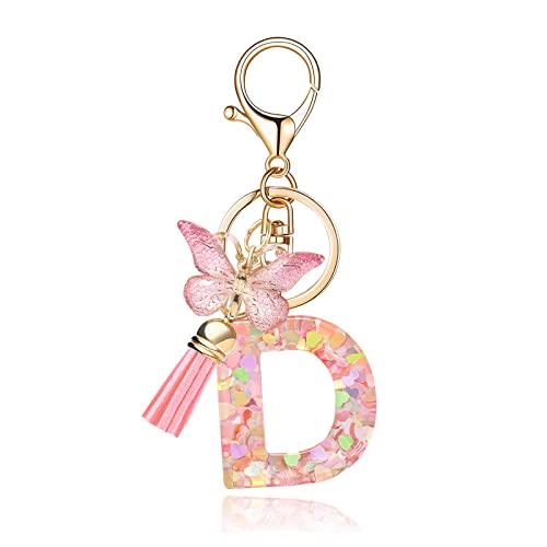 OKAICEN Fashion Alphabet Initial Letter Keychain Tassel Butterfly Pendant Key Ring for…