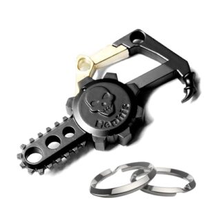Hephis Chainsaw Skull Car Keychain with Dual Rings for Men,Women,Bottle Opener(Gun Black)