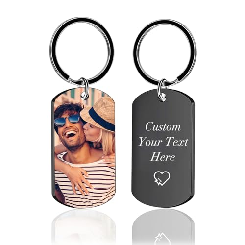 RSQGT Custom Keychain Double Sided Personalized Picture Text Keychains Engraving Photo Key…
