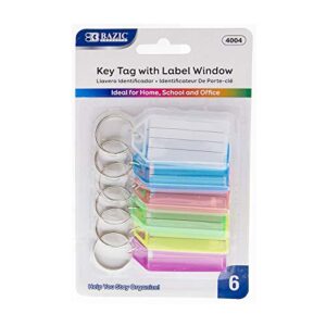 BAZIC Key Tag Label Window, Assorted Color Tags, Plastic Key Holder Key…