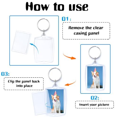 Baaxxango 30 pcs Acrylic Photo Frame Keyring,2.16 x 1.5 Inch/5.5 x 4… - Image 3