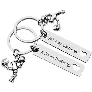 2 pcs Couples Keychain Gift You're My Lobster Key chain for Husband…