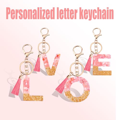 Suweibuke Cute Pink Key Chains for Women Girls, Initial Letter Keychains with… - Image 4